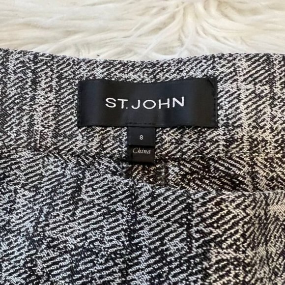 St. John Collection Women's Black & White Wool Blend Emma Ankle Pants Size 8 - Picture 2 of 6
